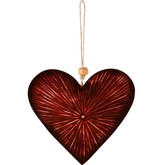 Dekoratief | Hanger hart, bordeaux, metaal, 10x1x10cm | A258024