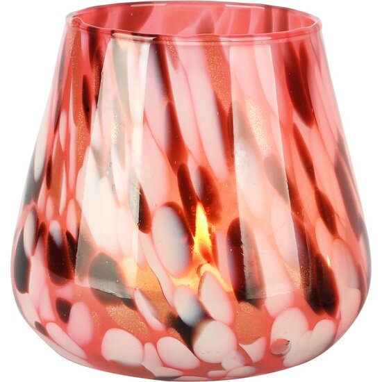 Dekoratief | Theelichthouder 'Brushed Pink', glas, 13x13x12cm | A258080