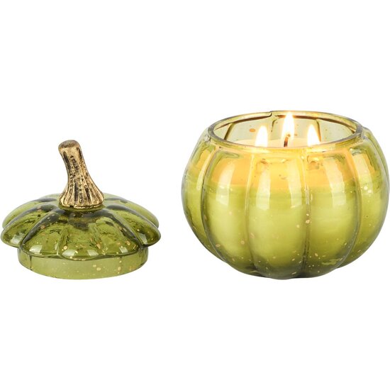 Dekoratief | Pompoen geurkaars &#039;Sprinkle Green&#039;, glas/wax, 15x15x15cm | A258083