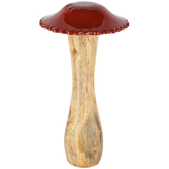 Dekoratief | Paddenstoel, rood/naturel, hout, 15x15x27cm | A258211