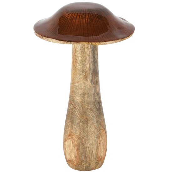 Dekoratief | Paddenstoel, bruin/naturel, hout, 14x14x22cm | A258215