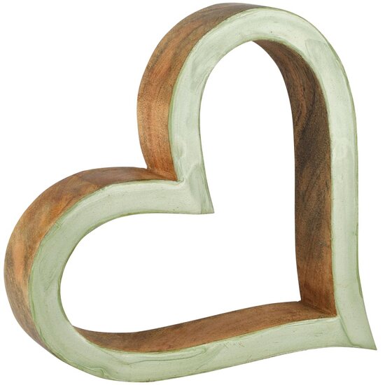 Dekoratief | Deco hart, groen, hout/email, 20x4x21cm | A258305