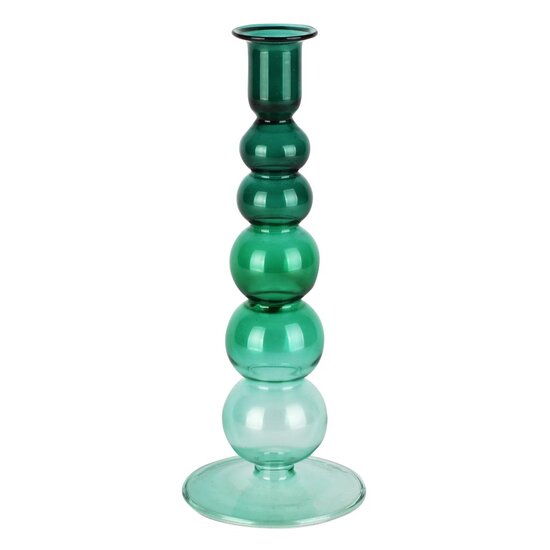 Dekoratief | Kaarsenhouder, groen/transparant, glas, 9x9x23cm | A258351