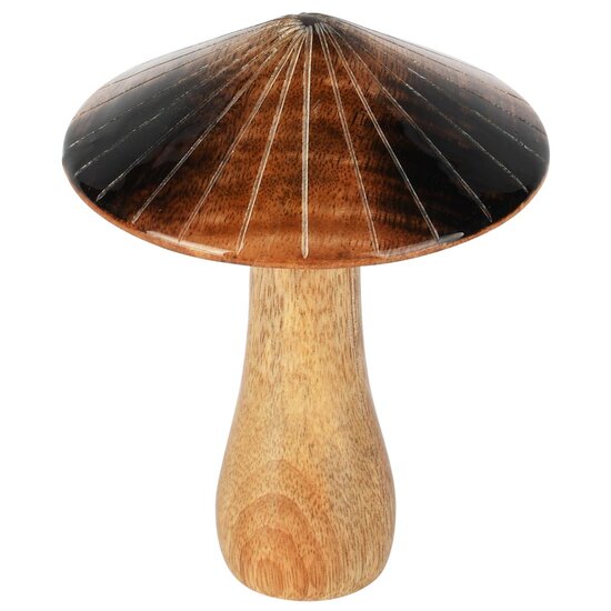 Dekoratief | Paddenstoel 'Carousel', bruin/naturel, hout, 12x12x15cm | A258409