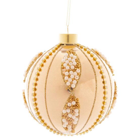Dekoratief | Hanger bal m/kralen, goud, glas, 8x8x8cm | A259009
