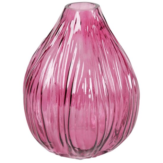 Dekoratief | Deco vaas, bordeaux/transparant, glas, 18x18x21cm | A259062