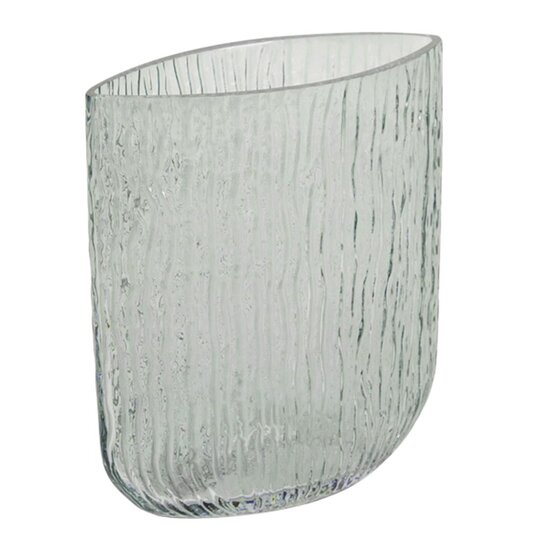 Dekoratief | Deco vaas ovaal, groen/transparant, glas, 18x21cm | A259063
