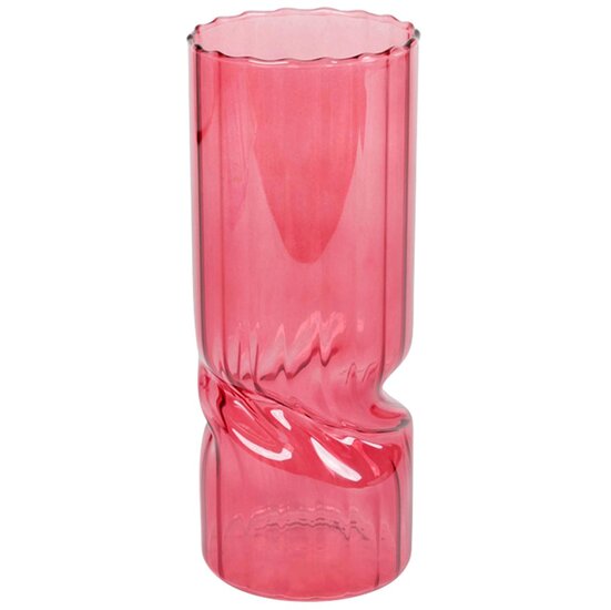 Dekoratief | Deco vaas, bordeaux/transparant, glas, 10x10x25cm | A259070