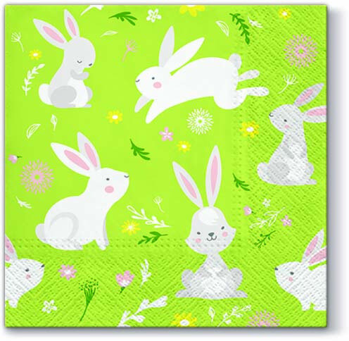 Dekoratief | Pakje 20 servetten 'Games of Rabbits' 33x33cm | A701116