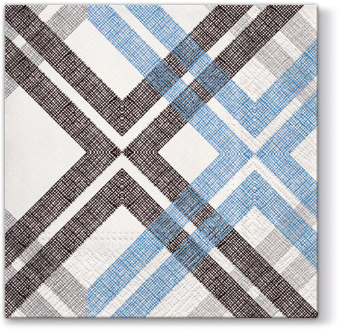 Dekoratief | Pakje 20 servetten 'Stylisch Check blue', 33x33cm | A701133