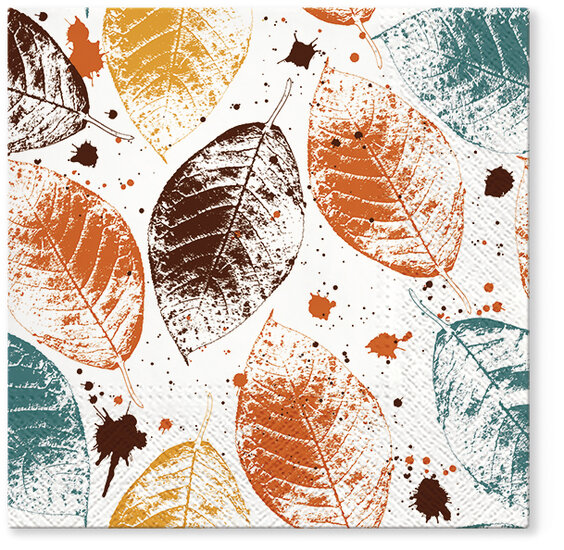 Dekoratief | Pakje 20 servetten 'Leaves Print, honey' 33x33cm | A701562