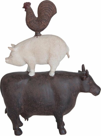 Clayre &amp; Eef | Decoratie Beeld Polyresin Boerderijdieren 34 x 26 cm | 6PR0714 