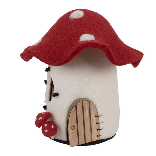 Clayre &amp; Eef | Vilten Huis Wit Rood 20x20x18 cm | 66293