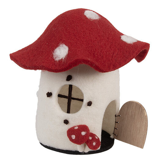 Clayre &amp; Eef | Vilten Huis Wit Rood 20x20x18 cm | 66293