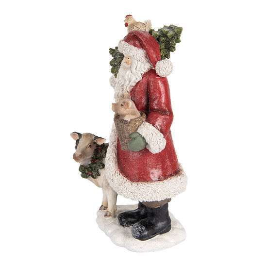 Clayre &amp; Eef | Kerstdecoratie Kerstman Rood Wit 17x16x30 cm | 6PR5517