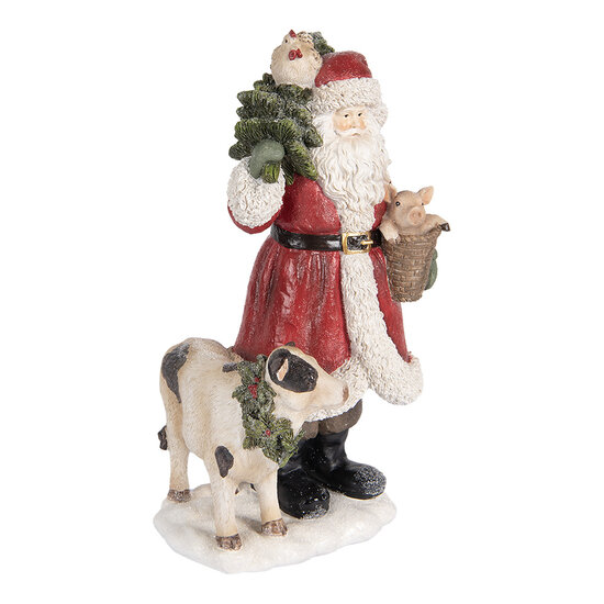 Clayre &amp; Eef | Kerstdecoratie Kerstman Rood Wit 17x16x30 cm | 6PR5517