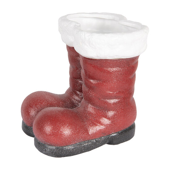 Clayre &amp; Eef | Decoratie Laarzen Kerstman Rood Wit 22x22x23 cm | 6PR5525