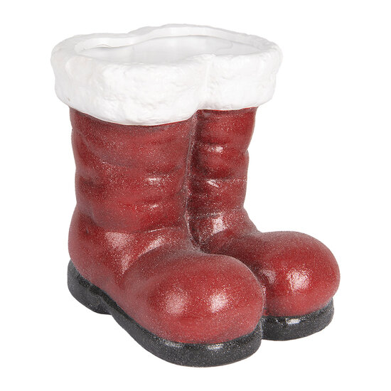 Clayre &amp; Eef | Decoratie Laarzen Kerstman Rood Wit 22x22x23 cm | 6PR5525
