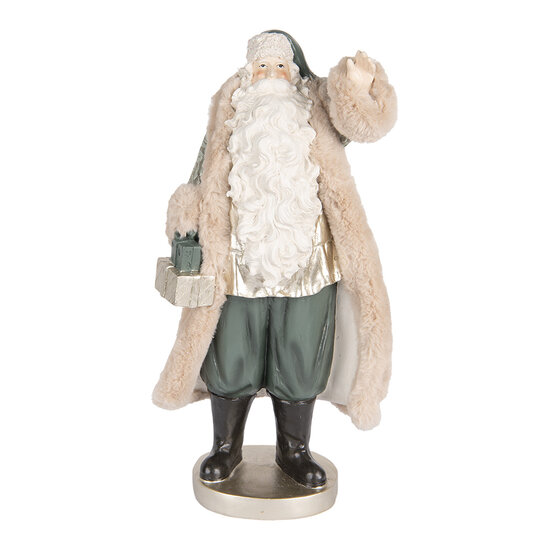 Clayre &amp; Eef | Kerstdecoratie Kerstman Beige Groen 20x15x42 cm | 6PR5526