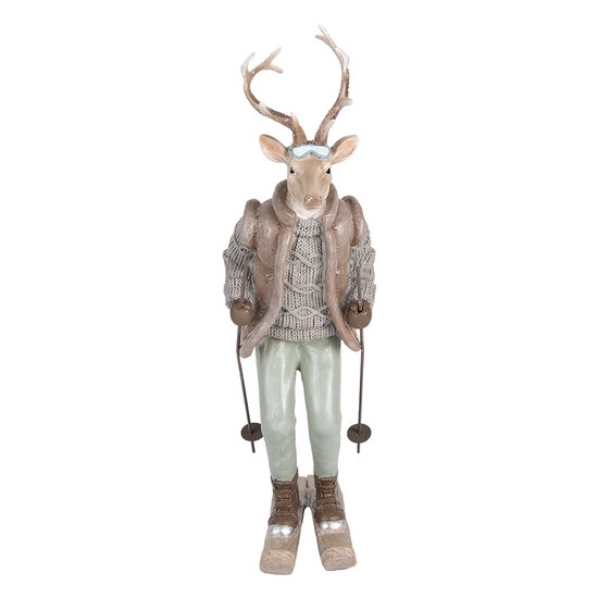 Clayre &amp; Eef | Decoratie Hert Bruin Grijs 16x11x33 cm | 6PR5530