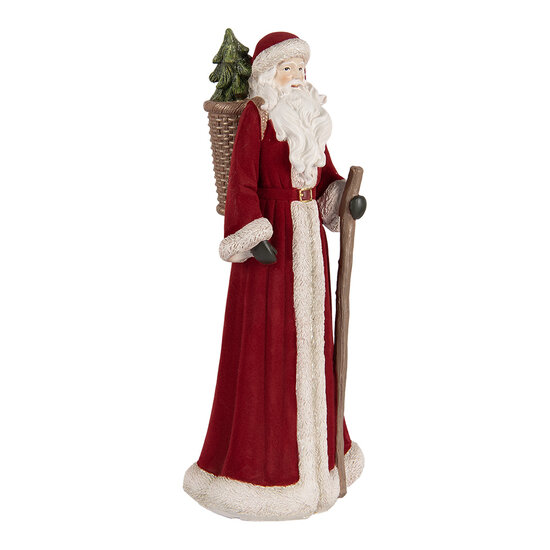 Clayre &amp; Eef | Kerstdecoratie Kerstman Rood Wit 16x15x37 cm | 6PR5539