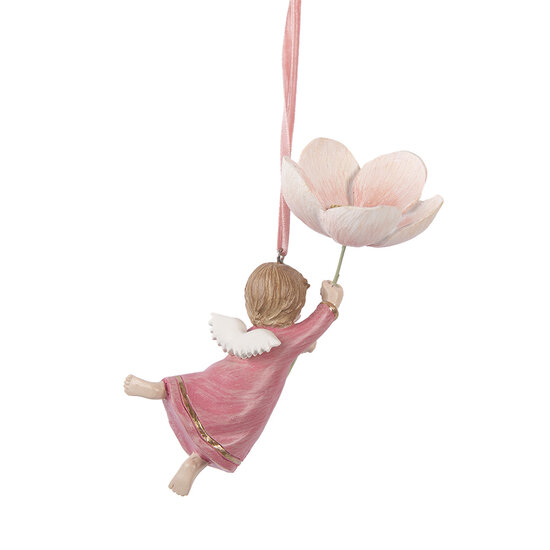 Clayre &amp; Eef | Decoratie hanger Engel Roze Beige 7x5x13 cm | 6PR5603