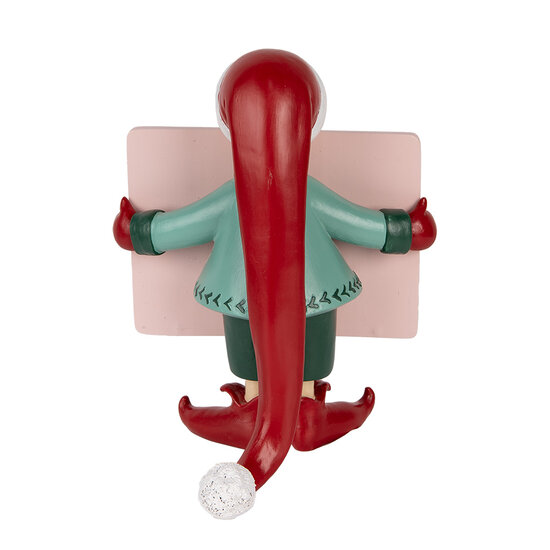 Clayre &amp; Eef | Decoratie elf met krijtbord Rood Zwart 18x15x23 cm | 6PR5606