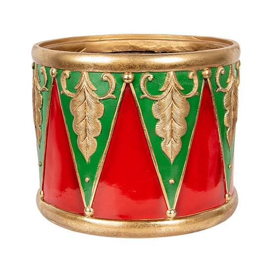 Clayre &amp; Eef | Bloempot Binnen Trommel (set 3) Rood Groen &oslash; 32x25 / &oslash; 24x19 / &oslash; 18x15 cm | 6PR5616