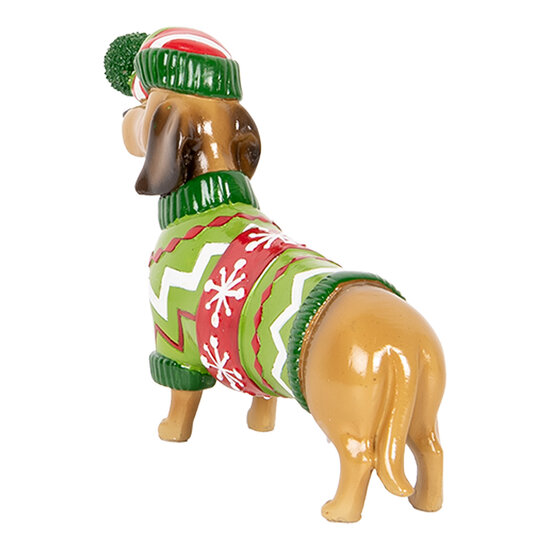 Clayre &amp; Eef | Decoratie Hond Bruin Groen 24x5x14 cm | 6PR5620