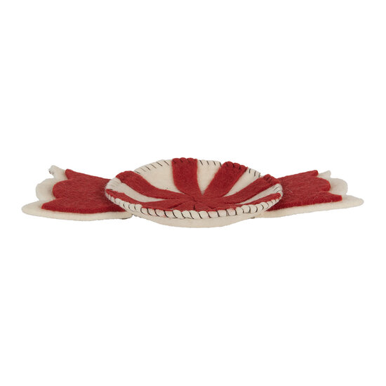 Clayre &amp; Eef | Vilten Schaal Snoepje Rood Wit 30x18x3 cm | 66289