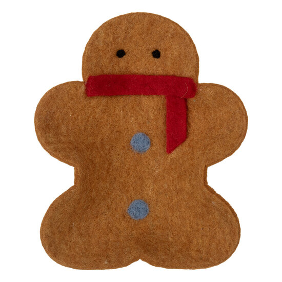 Clayre &amp; Eef | Vilten Schaal Peperkoekpop Bruin Rood 19x16x4 cm | 66290