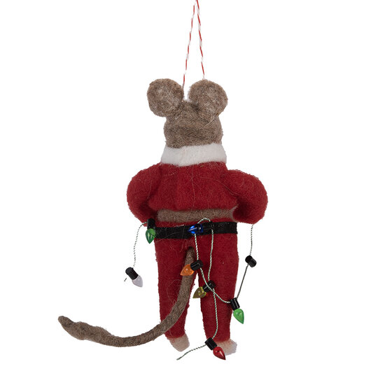 Clayre &amp; Eef | Decoratie hanger Vilten Muis Rood Bruin 5x7x13 cm | 66299