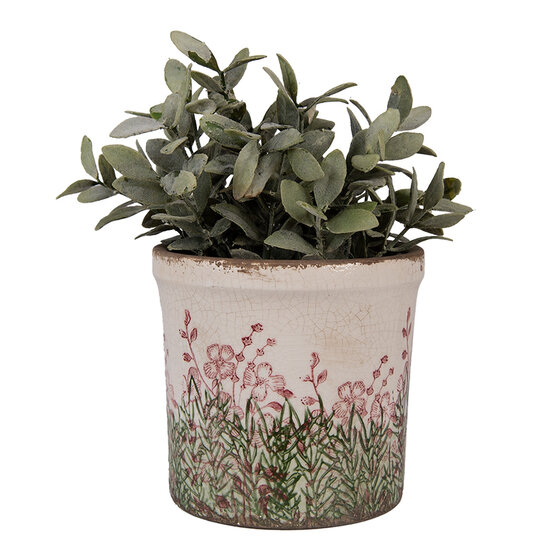 Clayre &amp; Eef | Bloempot Binnen Beige Groen &oslash; 15x14 cm | 6CE2017M