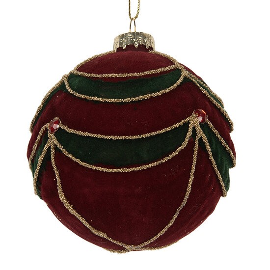 Clayre &amp; Eef | Kerstbal Rood Groen &oslash; 8x8 cm | 6GL5234