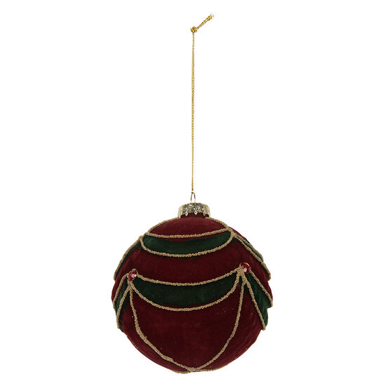 Clayre &amp; Eef | Kerstbal Rood Groen &oslash; 8x8 cm | 6GL5234