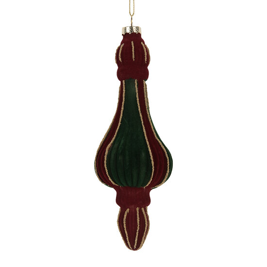 Clayre &amp; Eef | Kerstbal Rood Groen &oslash; 6x17 cm | 6GL5235