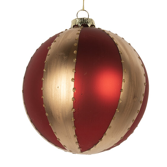 Clayre & Eef | Kerstbal Goudkleurig Rood ø 8x8 cm | 6GL5244M