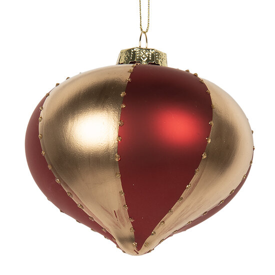 Clayre & Eef | Kerstbal Goudkleurig Rood ø 10x10 cm | 6GL5245