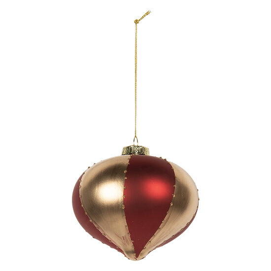Clayre & Eef | Kerstbal Goudkleurig Rood ø 10x10 cm | 6GL5245