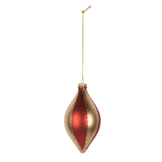 Clayre & Eef | Kerstbal Goudkleurig Rood ø 8x15 cm | 6GL5246