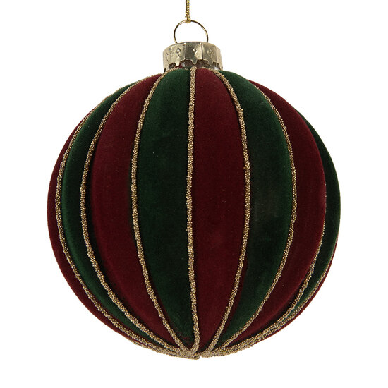 Clayre &amp; Eef | Kerstbal Rood Groen &oslash; 8x8 cm | 6GL5283