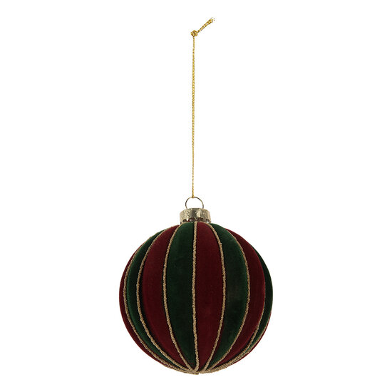 Clayre &amp; Eef | Kerstbal Rood Groen &oslash; 8x8 cm | 6GL5283