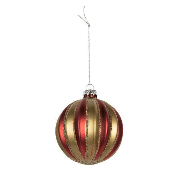 Clayre &amp; Eef | Kerstbal Rood Goudkleurig &oslash; 8x8 cm | 6GL5302