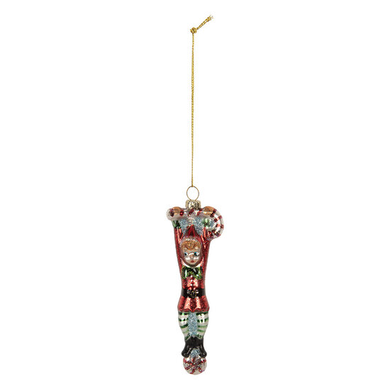 Clayre &amp; Eef | Kersthanger Rood Groen 4x2x13 cm | 6GL5309