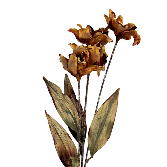 Clayre & Eef | Decoratie tak met bloemen Oranje Groen 8x5x60 cm | 6PL0403LO