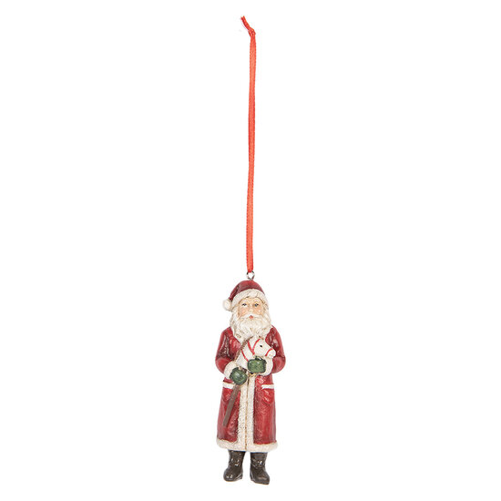 Clayre &amp; Eef | Decoratie hanger kerstman Rood Wit 4x3x11 cm | 6PR5595