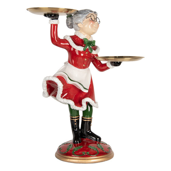 Clayre & Eef | Kerstdecoratie Kerstvrouw Rood Wit 47x32x62 cm | 5PR0188