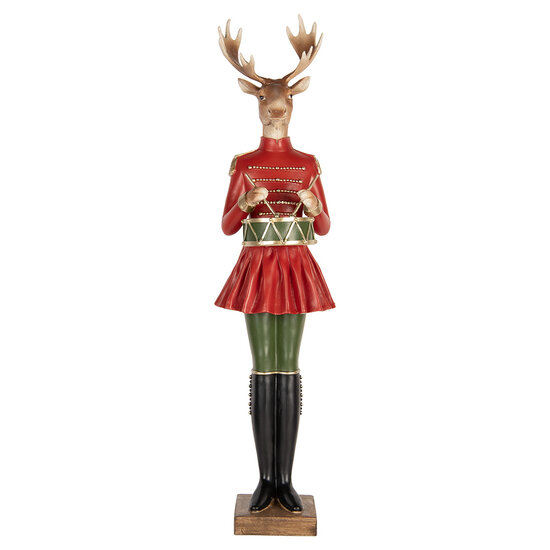 Clayre & Eef | Decoratie Rendier Bruin Rood 23x19x77 cm | 5PR0189