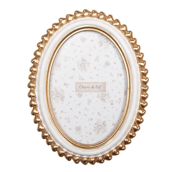 Clayre &amp; Eef | Fotolijst Goudkleurig Wit 15x2x20 cm / 10x15 cm | 2F1288