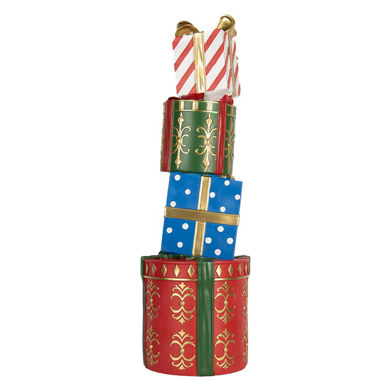 Clayre & Eef | Decoratie van opgestapelde Cadeautjes Rood Groen 23x22x71 cm | 5PR0191